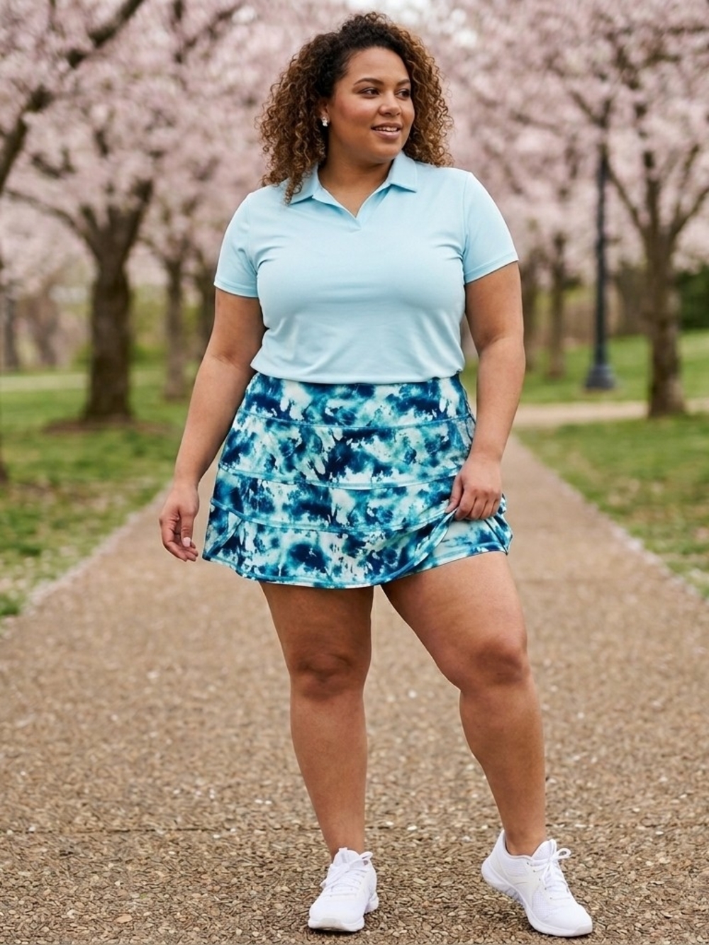 Ideology Blue Tie-Dye Active Skort